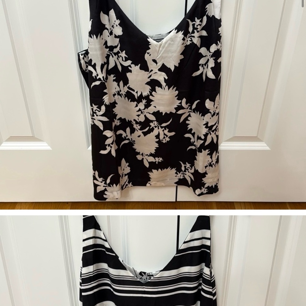 WHBM Reversible Floral Black and White Women's Sleeveless Blouse